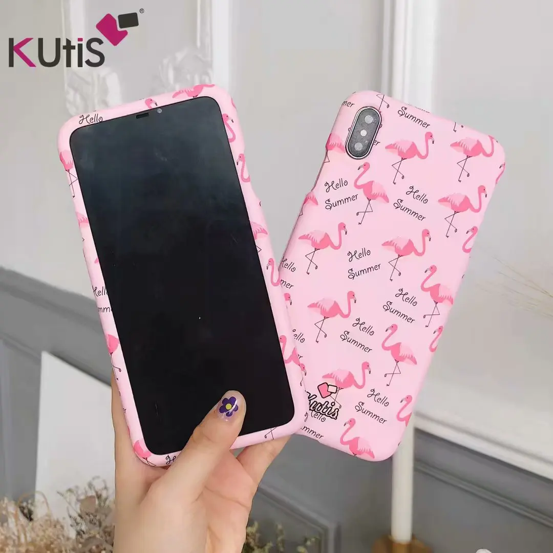 

For iPhone XR XS max 360 Full Cover Phone Case, Front Back matte cover coque For iphone X 8plus 6 6Sp 7P Flamingo unicorn case