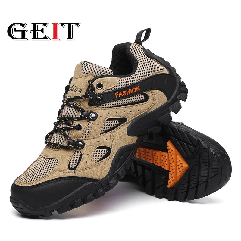 

Men Hiking Shoes Mesh (Air mesh) Breathable Hiking Shoes For Men Waterproof Lace-Up Soft Outdoor Sneakers Men Outdoor Shoes