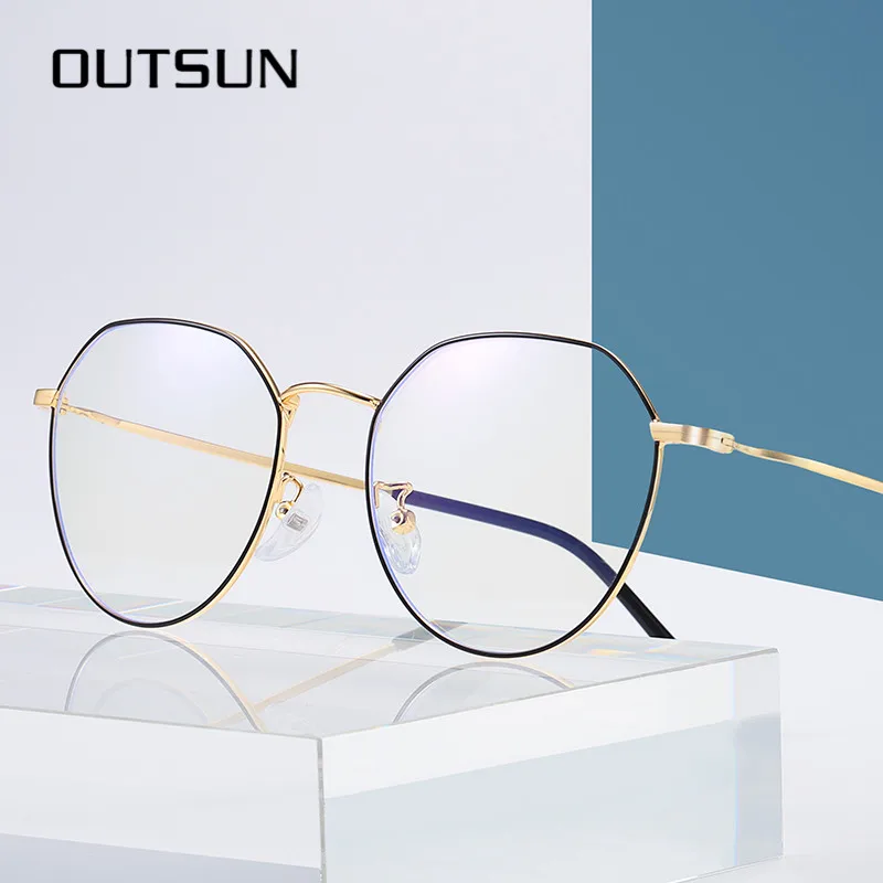 

OUTSUN DESIGN Men/Women Fashion Blue Light Blocking Glasses Retro Oval Optical Frames Eyeglasses for Unisex Designer OS1917