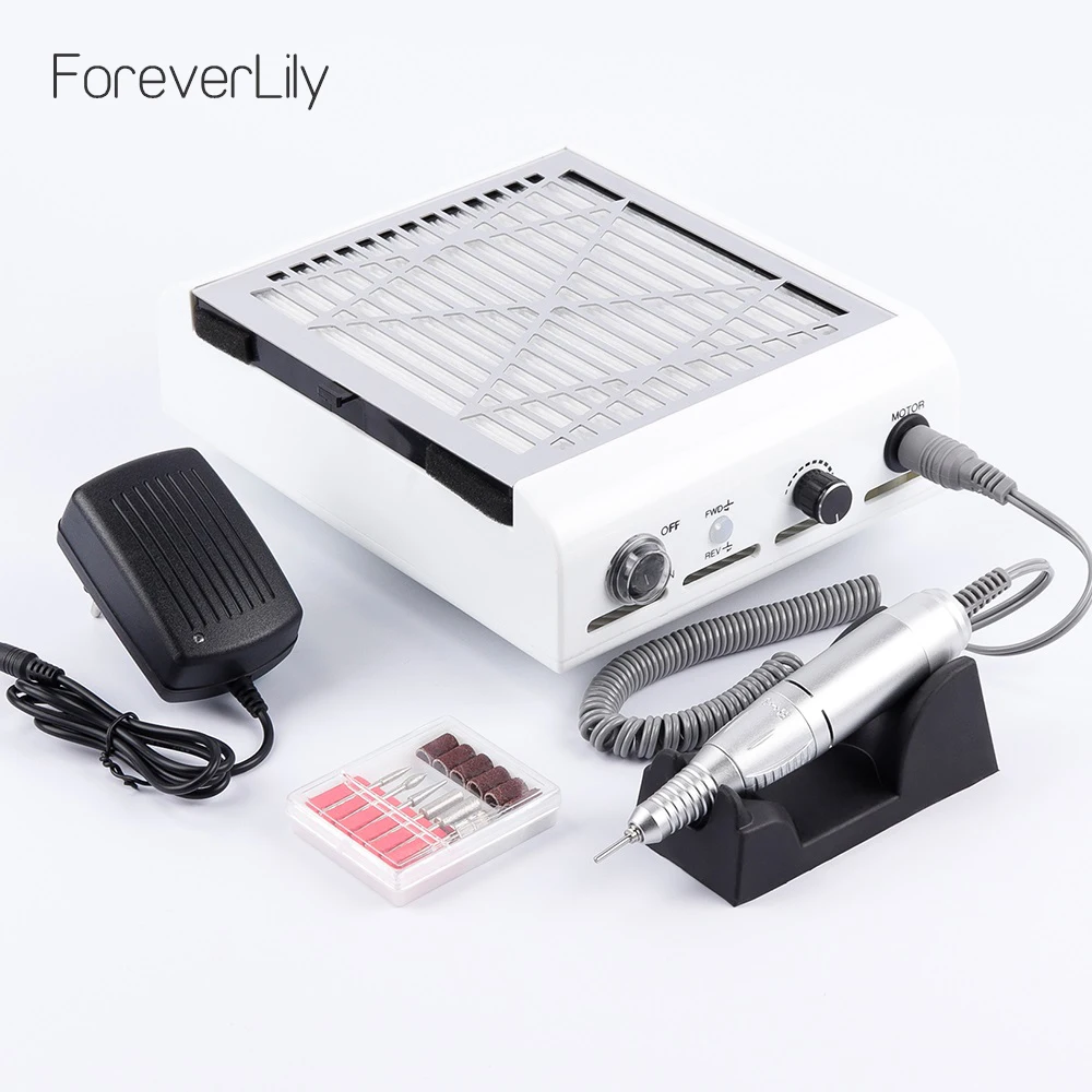 

ForeverLily 45000RPM Electric Nail Drill Nail Dust Collector Handpiece Manicure Machine File Kit Nail Tools with Nail Drill Bits