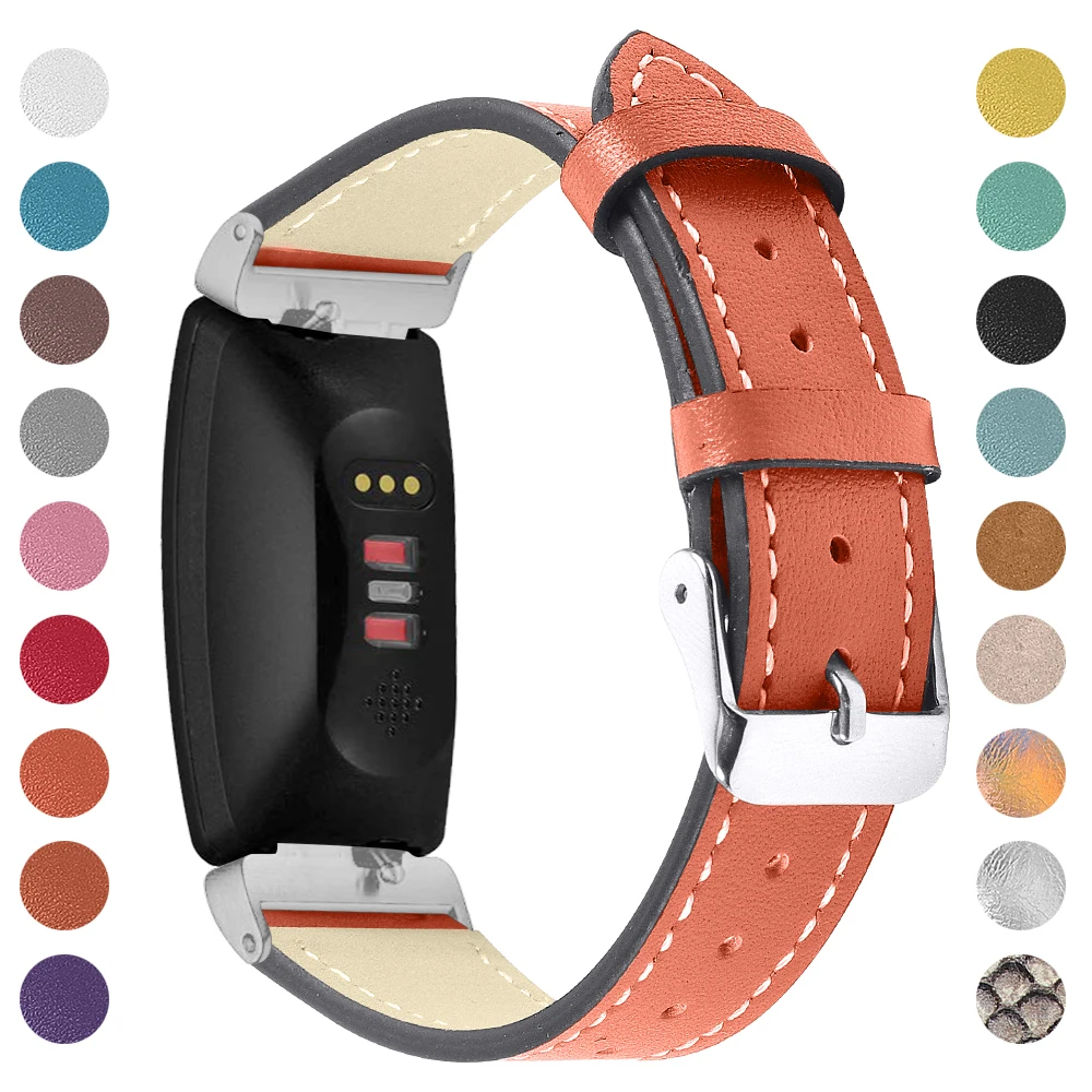

Fashion Genuine Leather Wristband For Fitbit Inspire HR 7 Colors Watchband Replacement Strap For Fitbit Inspire Bracelet Strap