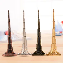 World Burj Khalifa Tower Model with Word Bronze Tower Figurine Miniatures Home Decoration gifts semi-precious Vintage craft