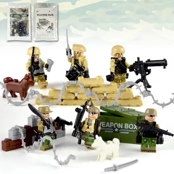 

Children's Building Blocks Weapon Accessories Combat Readiness Box Wire Netting Belt Military Building Blocks Toy