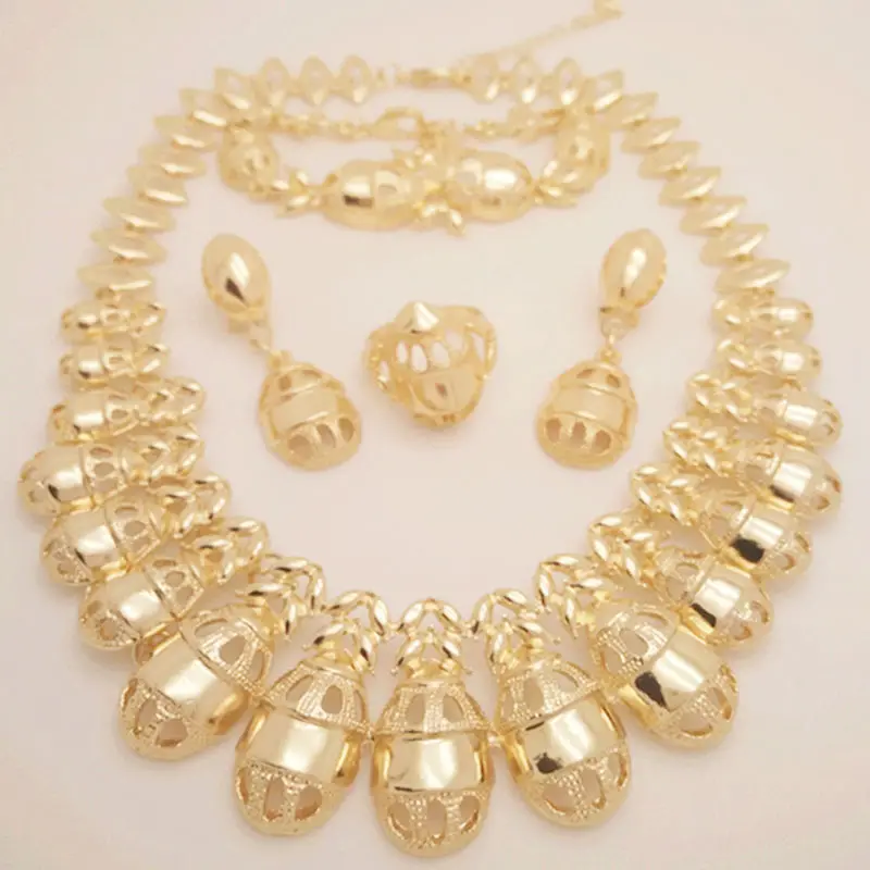 

Kingdom Ma African Wedding Beads Jewelry Sets Collar Fine Big Necklace Earrings Bracelet Ring For Women Zinc Alloy Jewelry Sets