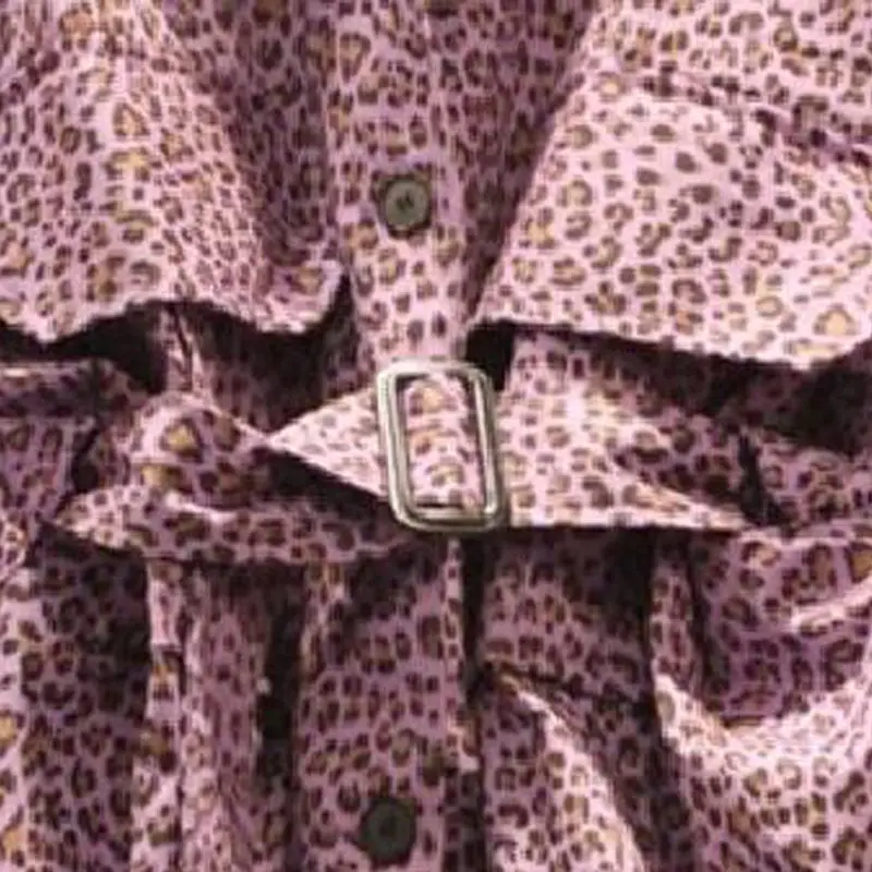 Корейский модный розовый Леопардовый принт Тренч пальто с высокой талией отложной пряжкой ветровка с поясом осеннее пальто для женщин f1285
