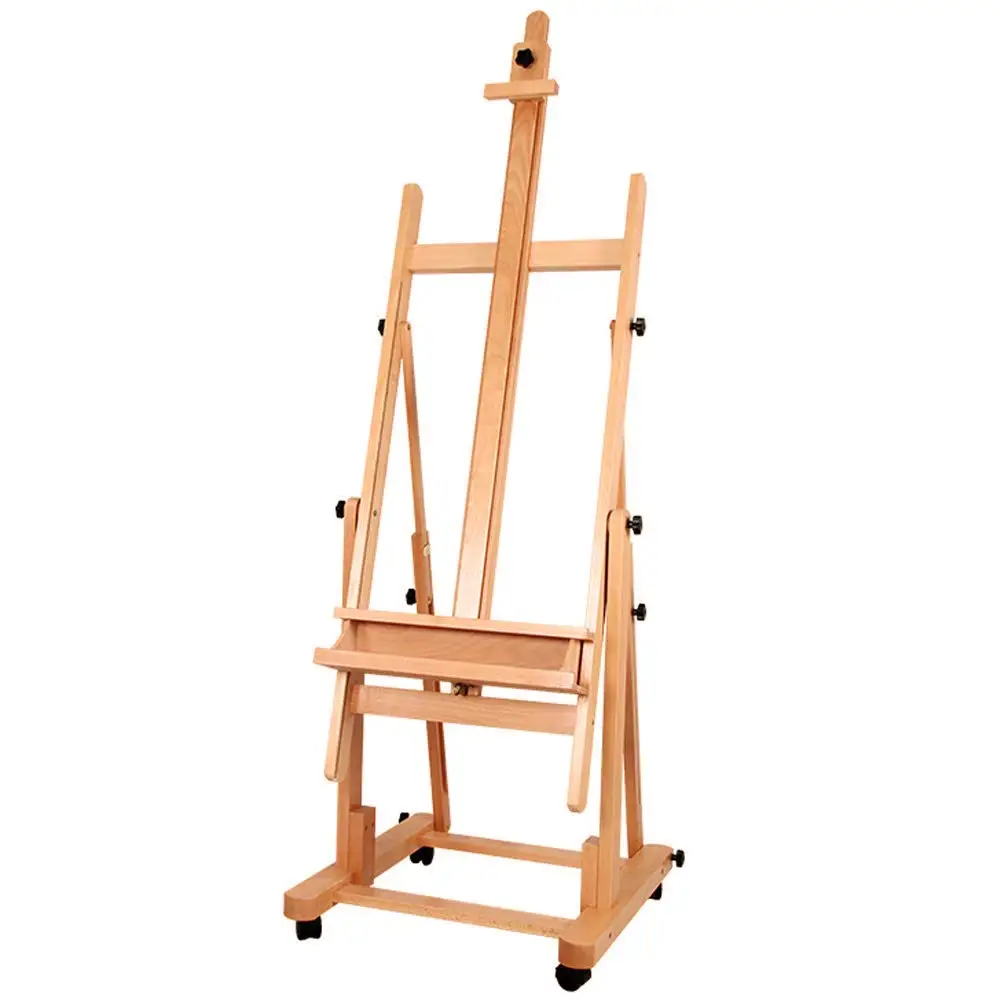 

Extra Large H-Frame Deluxe Adjustable Wood Studio Easel with Tilt and Caster Wheels Sketch Drawing Easel For Artist Art Supplies