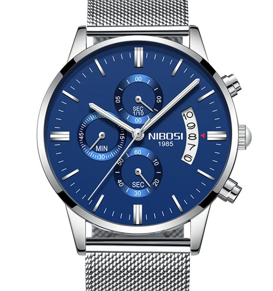 

Men's Clock Ultra Thin Mens Watches Top Brand NIBOSI Luxury Waterproof Mesh belt Quartz Wrist Watch Relogio Masculino 2018 NEW