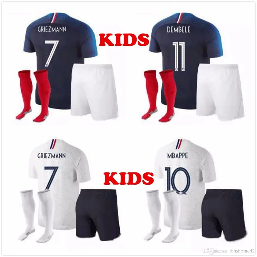 Франция Дети Комплект Детская рубашка Погба Гризманн mbappe комплект и короткие