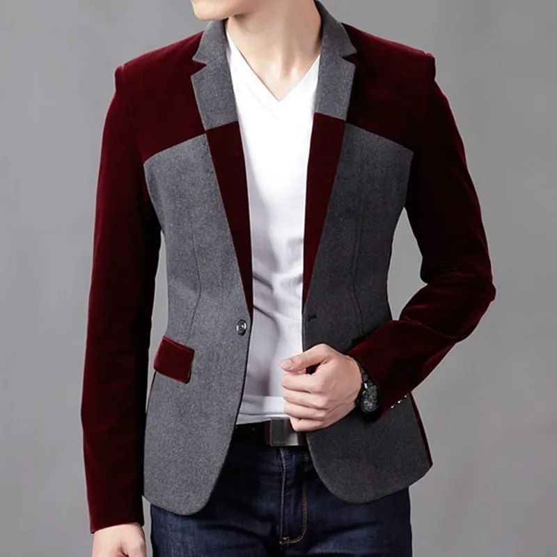 Red Blazer Men Plus Size 3XL 4XL 5XL 6XL Velvet Blazer Homens Spring Black Navy Red Velvet