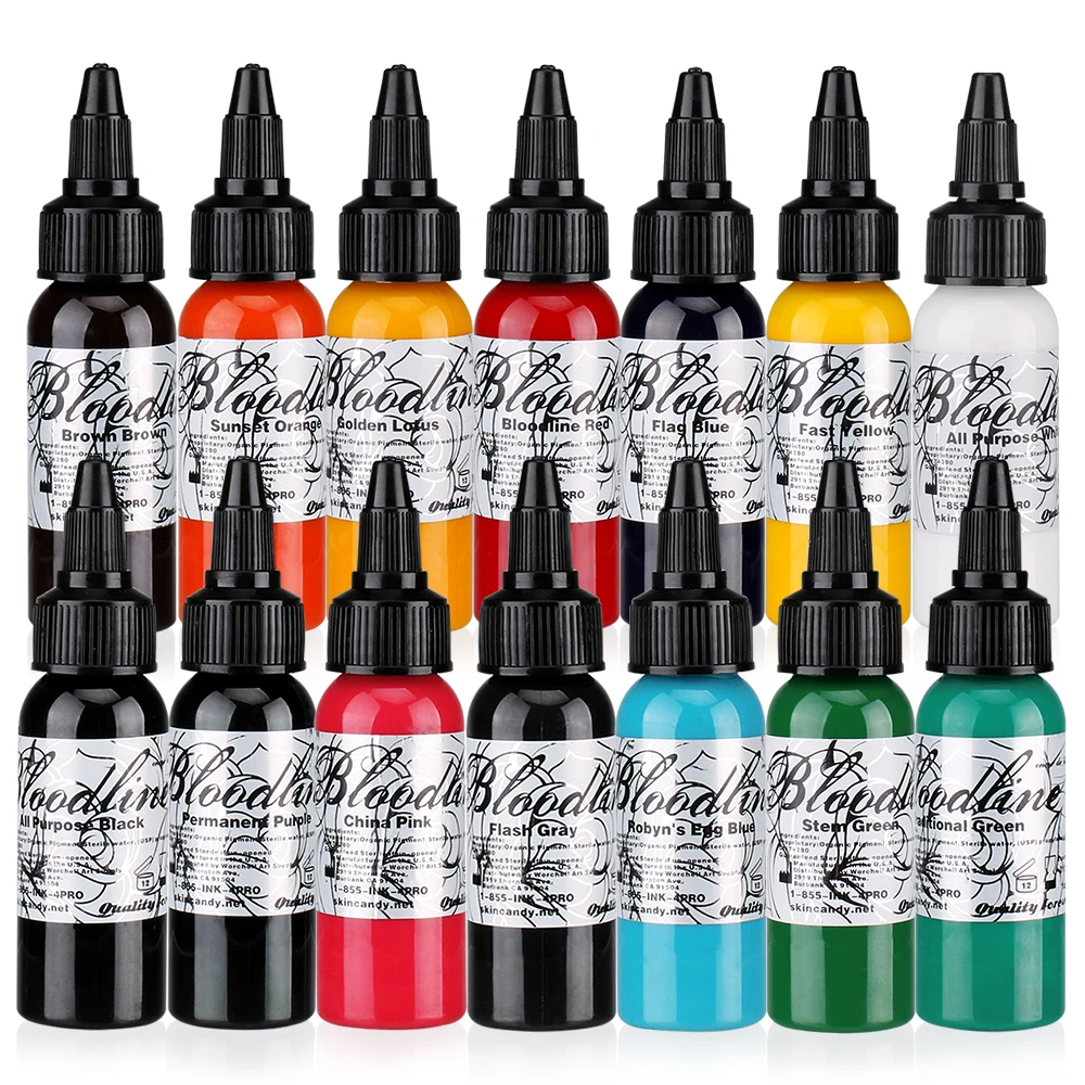 

14 colors Natural Plant Tattoo Pigment Permanent Makeup Bottle 30ml attoos Ink Pigment For Body Professional Beauty Art Supplies