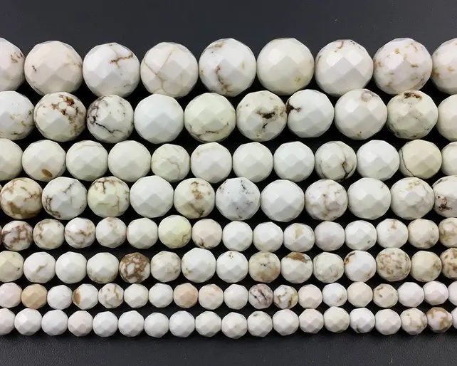 

White Magnesite White Howlite Turquois e Beads, Faceted Round Stone Beads 4mm 6mm 8mm 10m 12mm 15.5"/piece