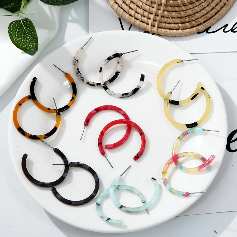 

Personalized Acrylic Earrings Acetate Acid Small Simple Hoop Earrings For Women Geometric Round Circle Earring Korean Jewelry