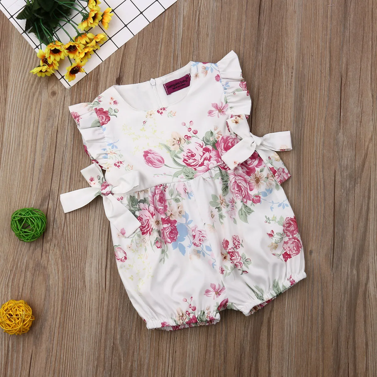 

Newborn Baby Girl Clothes Sleeveless Floral Print Bodysuit Jumpsuit Sunsuit Outfits Clothes Summer