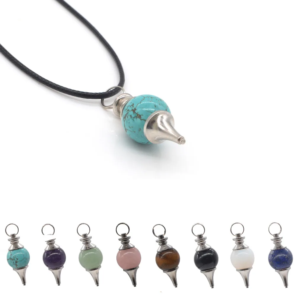 

Natural Handmade Healing Crystal Natural lapis lazuli Pendulum Necklace Dowsing Amulet Gem Stone Pendant Necklaces For Women Lol