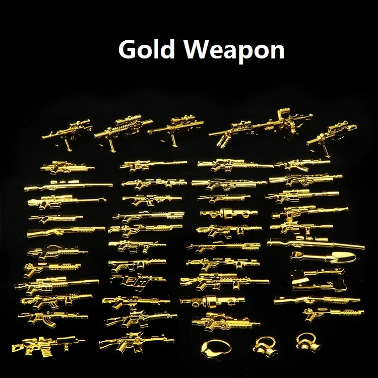 

1 SET PUBG Gold Gun Accessories Model Weapon Compatible Playmobil City Swat Military Building Blocks Mini Figures Original Toys