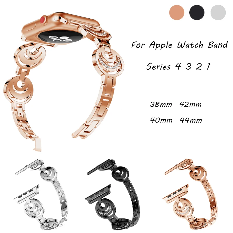 

Diamond Stainless Steel Band For Apple Watch Band 44mm 40mm 42mm 38mm Link Bracelet Strap For iwatch 4 3 2 1 Watchband Accessory