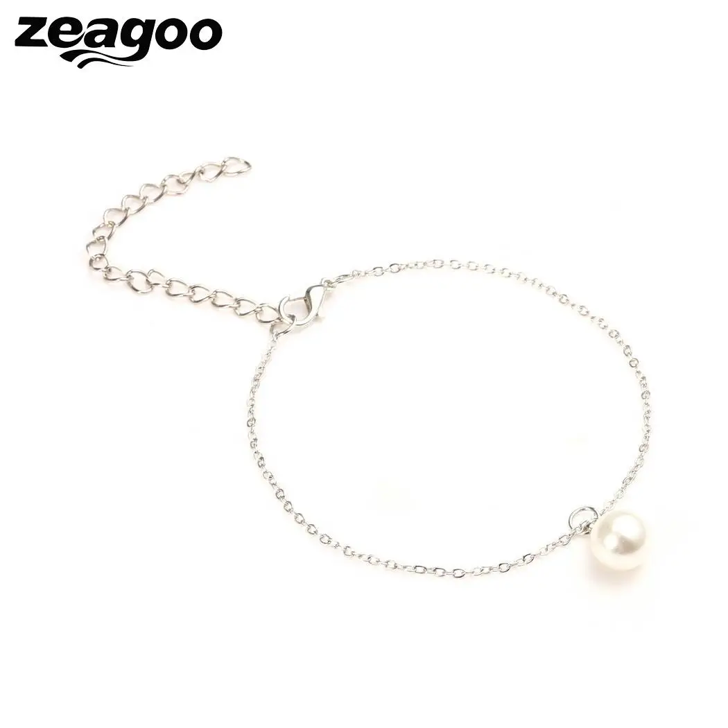 

Zeagoo Plastic Pearl Geometric Shape Anklet For Women Lobster Claw Clasp Closure Ankle Chain Casual 3 Colors Female Anklets