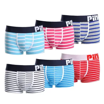 

Stripes Men Underwear Cartoon Cotton Men Boxers Underpants Male Boyshorts Man Summer Shorts Breathable Panties Valentine Gift
