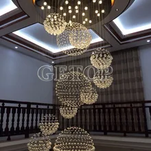 ZX Роскошная Современная хрустальная люстра большой зал светодиодный подвесной светильник креативный лестничный светильник вилла пентхаус хрустальный шар светильник