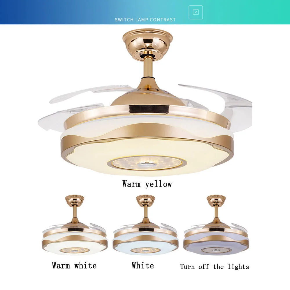 

Modern Simple Ceiling Fans Lights Acrylic Leaf Led Ceiling Fans 110v/220v 42 Inch for Factory Office Livingroom Parlor