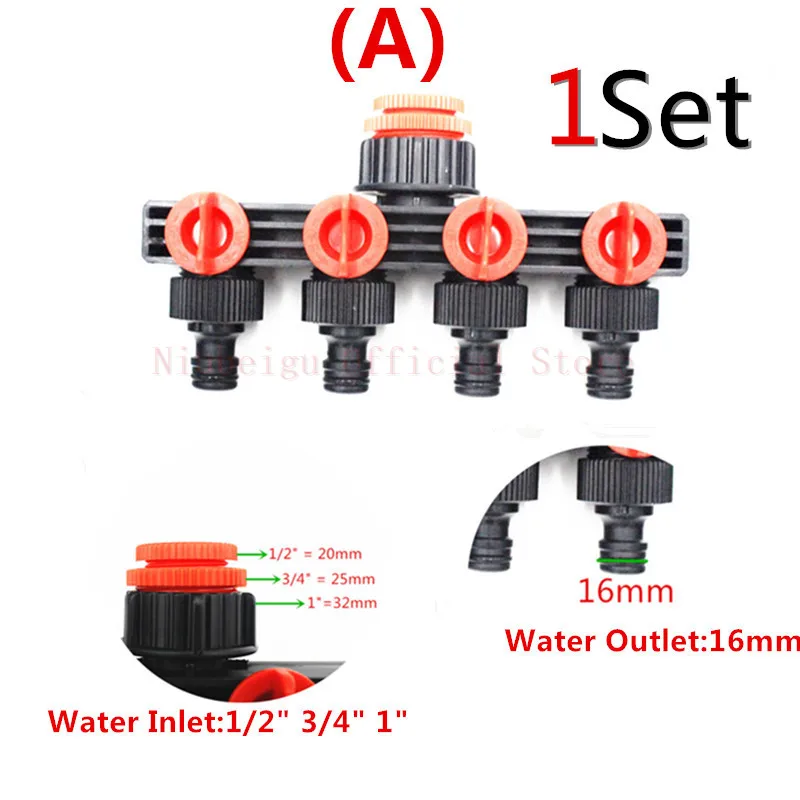 5 видов садовых делитель воды 1/2 ''до 3/4'' до 1 ''разъем w/клапан для 8/11 4/7 мм орошение шлангом Системы фитинг