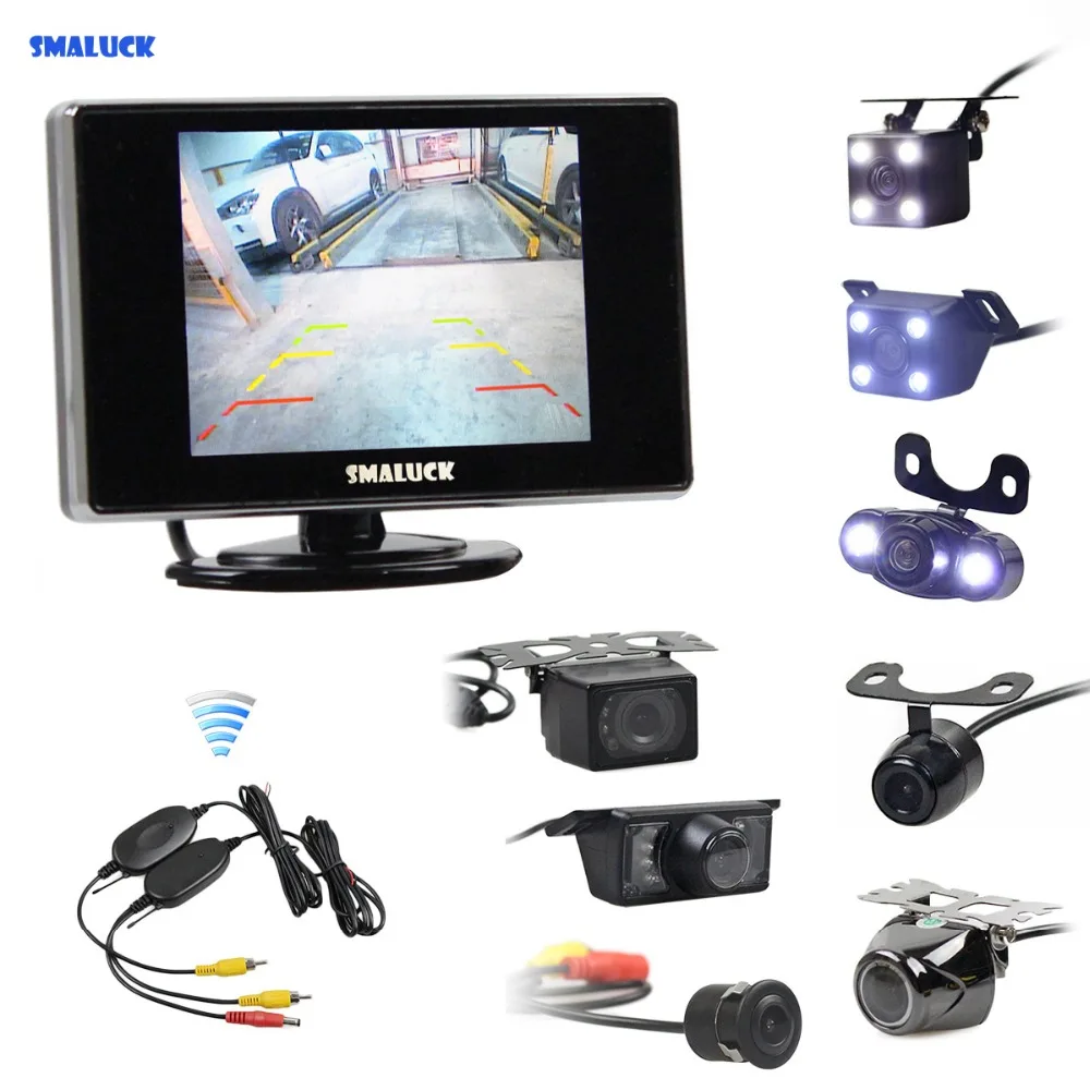 

SMALUCK Wireless 3.5inch Car Rearview Monitor Auto Parking Vedio + LED Night Vision Backup Reverse Rear View Car Camera