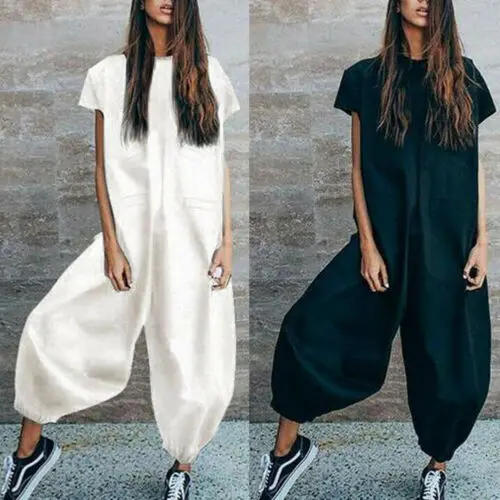

Fashion Women Soft Loose Cool Summer Sun Casual Clubwear Summer Playsuit Loose New Holiday Fashion Party Jumpsuit Trousers