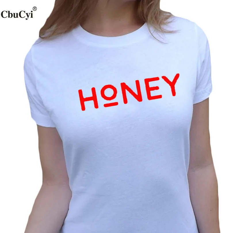 Cbucyi Honey T Shirt Women Tops Tee Shirt Hipster Slogan Printed Cotton