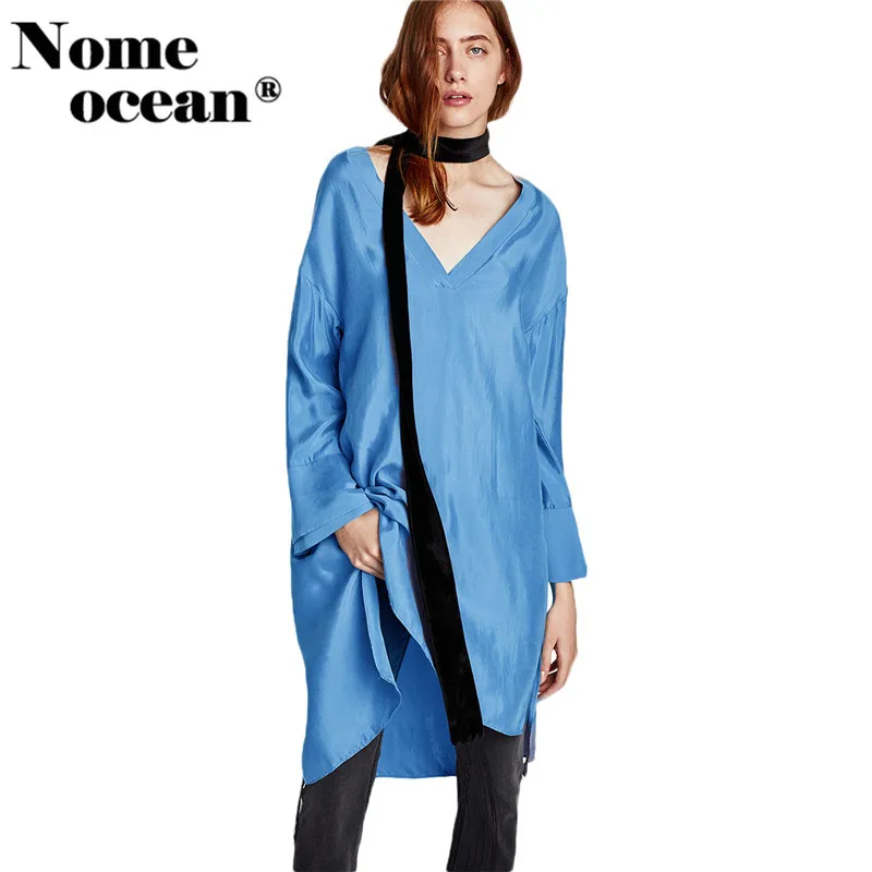 Low-high Sweep Hollow Out Shift Dress 2018 Spring Multi-layered Cuffs Long Sleeve Shirt Slit Side V-neck M17120806 | Женская одежда
