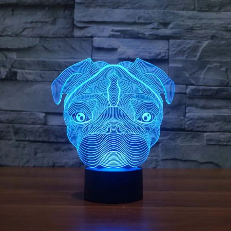 

Cute Pug Dog Night Light Baby Animal LED Lights Table Lamps For Home Decor Christmas Promotional Gifts For kids Children GX1026