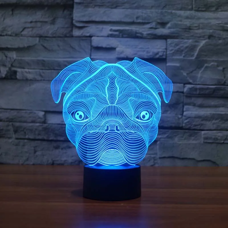 Cute Pug Dog Night Light Baby Animal LED Lights Table Lamps For Home Decor Christmas Promotional Gifts kids Children GX1026 | Освещение