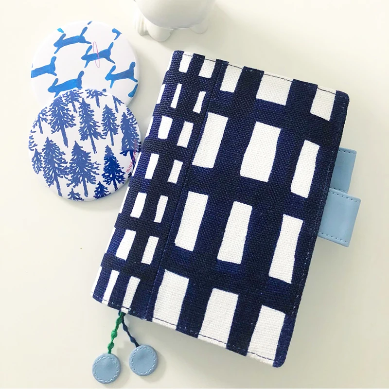 

Hobonichi Fashion Navy Block Theme Soft Cloth Cover Suit For Standard A5 A6 Hobonichi Paper Book 1 Piece 2019 New