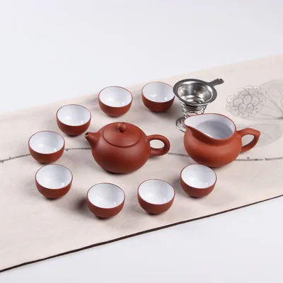 Исин фиолетовый песок чайный набор керамический кунг-фу чайный горшок, ручной работы фиолетовый песок чайный горшок чайная чашка gaiwan Tureen чайная церемония - Цвет: Бургундия