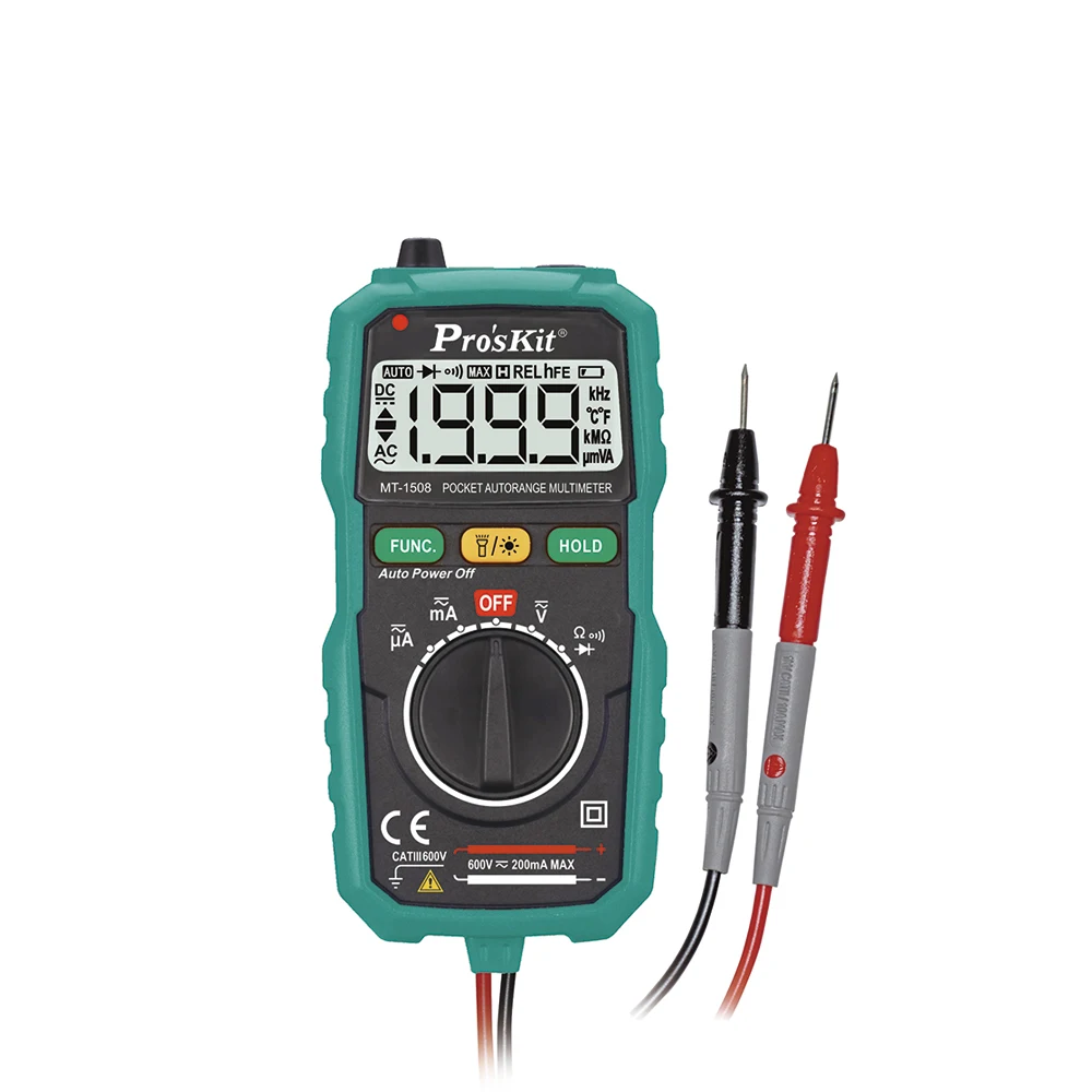 Pro 'skit MT-1508 умный Карманный Тип Автоматический диапазон цифровой мультиметр анти-ожога Бесконтактный ACV детектор
