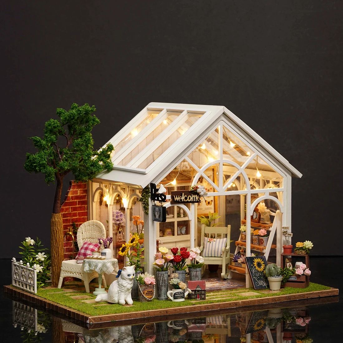 Сборный DIY Кукольный дом, игрушка, деревянный Миниатюрный Кукольный дом, кукольный домик, игрушки с мебели, подарок на день рождения, Рождество, солнечный цветок, дом