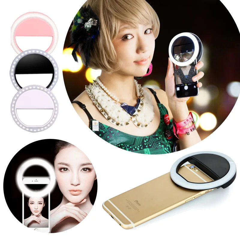 

ET Cellphone Selfie Lens Portable LED Flashing Light for iphone x 6 7 8 Plus Night Filling Lights Camera Photography Accessories