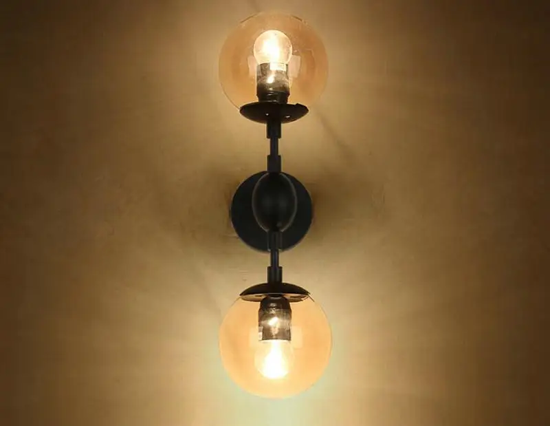 Artpad Европейский промышленный светодиодный комнатные настенные лампы 1 или 2 головы креативный стеклянный шар настенный светильник для дома отеля кофе бар светильники