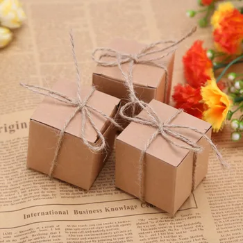 

50 Pcs Gift Box Rustic Wedding Decoration Baby Shower Candy Packaging Box Cartons Chocolate Party Wedding Gifts Guests Thank You