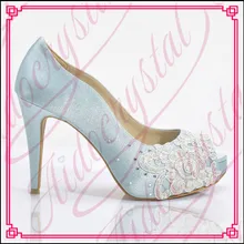 Aidocrystal Fashion blue open peep toe platform font b women s b font shoes noble wedding