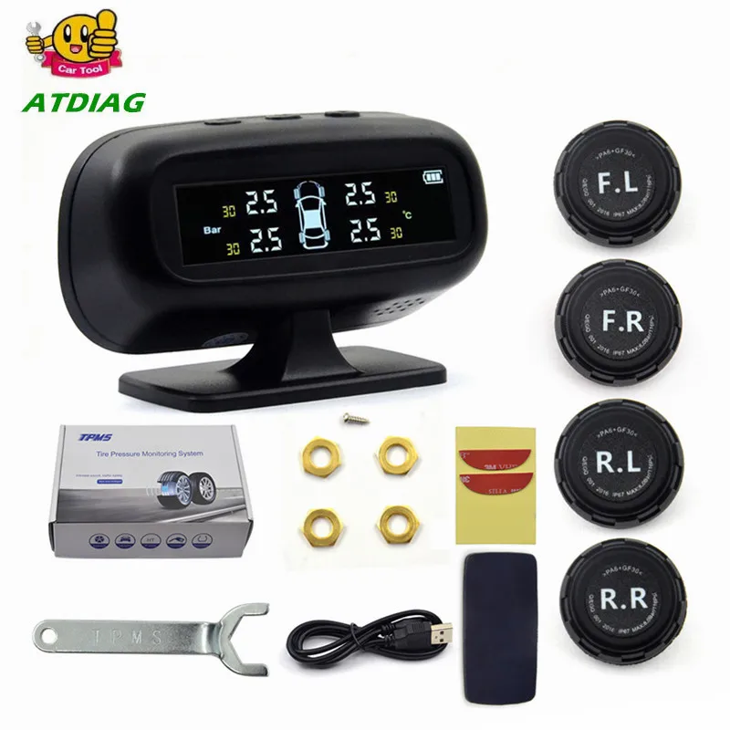 

Car TPMS Tire Pressure Alarm Monitoring System Tyre Pressure Sensor Auto Security Alarm monitor System Solar Power charging