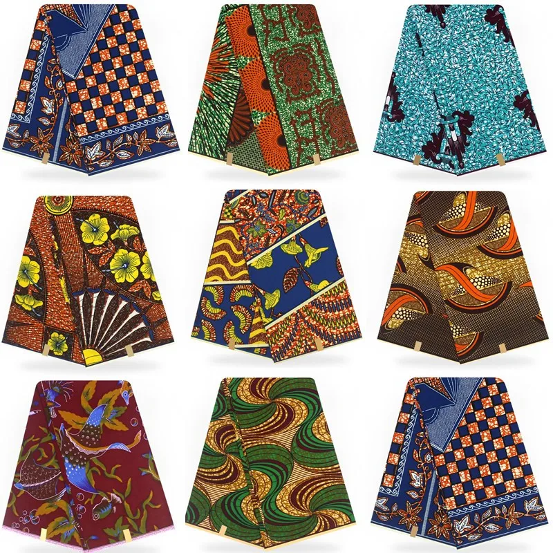 

African wax Hollandais prints 100% cotton ankara fabric hollandais printed fabrics 6 yards for party dress T121401