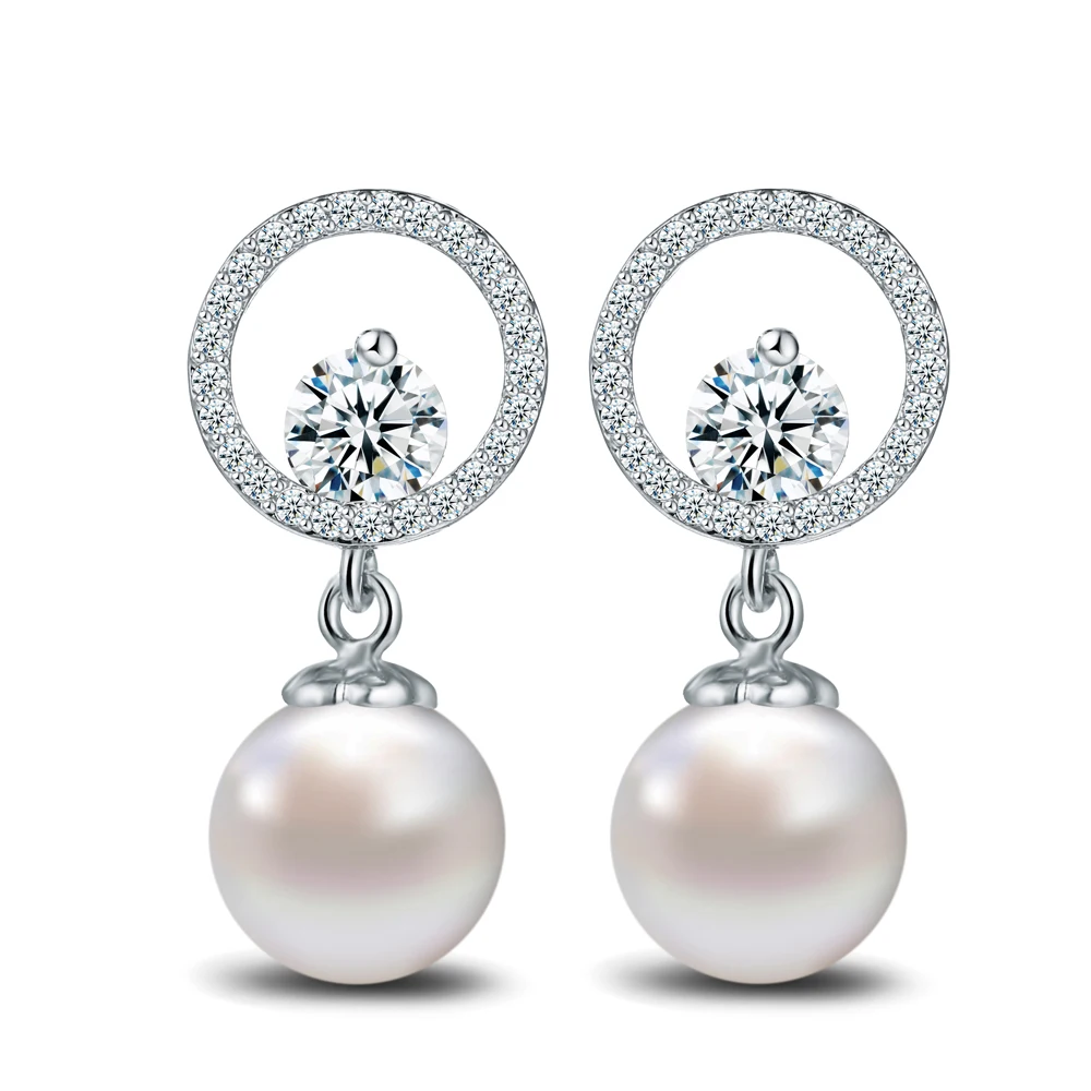 Designer Elegant Simulated Pearl Earrings White Gold Color Round Cz Designer Elegant Simulated Pearl Earrings White Gold Color Round Cz Crystal Chandelier Earring For Women Gift In Drop From Jewelry Accessories On