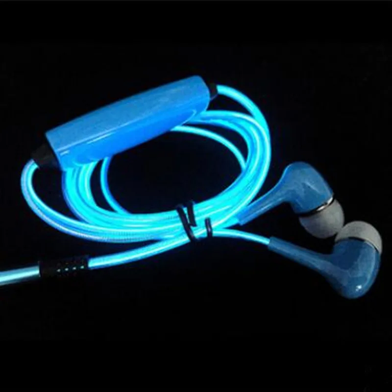 200pcs Luminous Earphone EL Wire Flowing Light In ear Metal Music Hifi