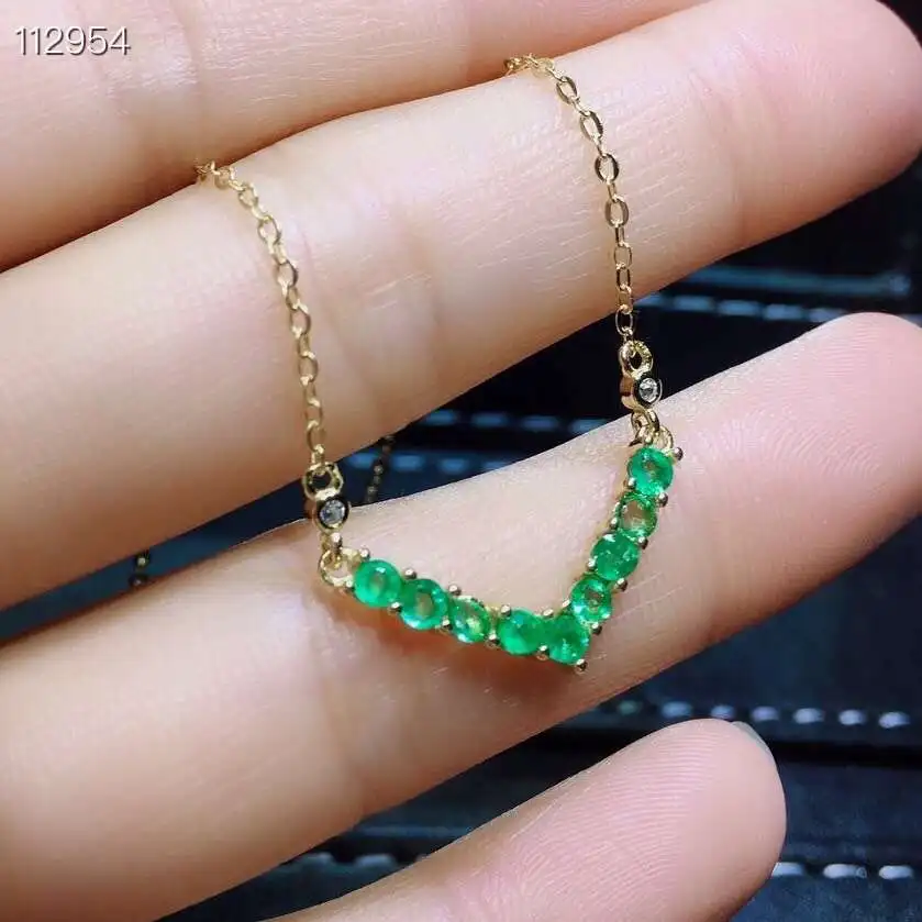  Elégante géométrie triangle naturel vert émeraude collier naturel pierre gemme pendentif collier S9