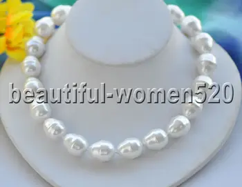 

Z8893 20mm White Rice Shell Pearl Necklace Cougar CZ 17inch