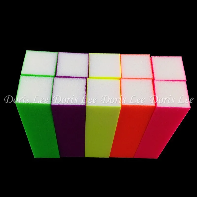 Высококачественный флуоресцентный цветной шлифовальный буферный блок для маникюра, Маникюрный Инструмент, 5 цветов+(NR-WS31