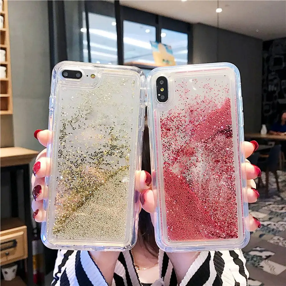 KISSCASE Жидкий блеск для телефона чехол iPhone 6 6S 7 8 Plus X XS MAX XE бисер сыпучий песок