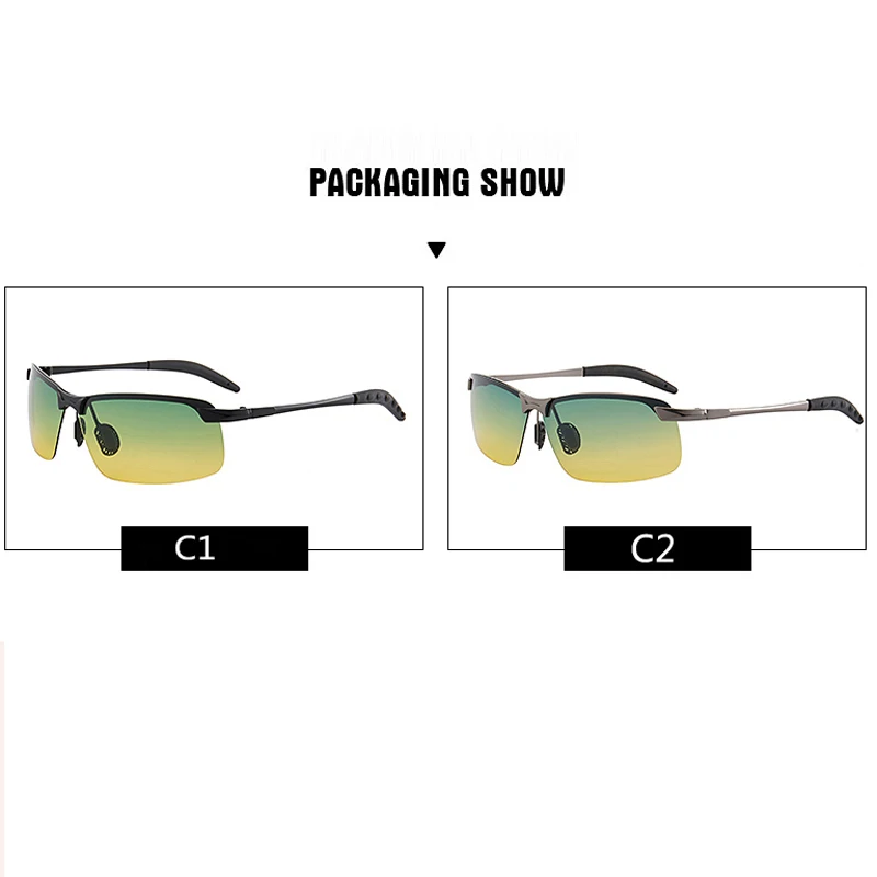 Поляризованные солнцезащитные очки ночного видения, мужские антибликовые очки для вождения, металлическая оправа, градиентный оттенок, солнцезащитные очки, очки для ночного видения
