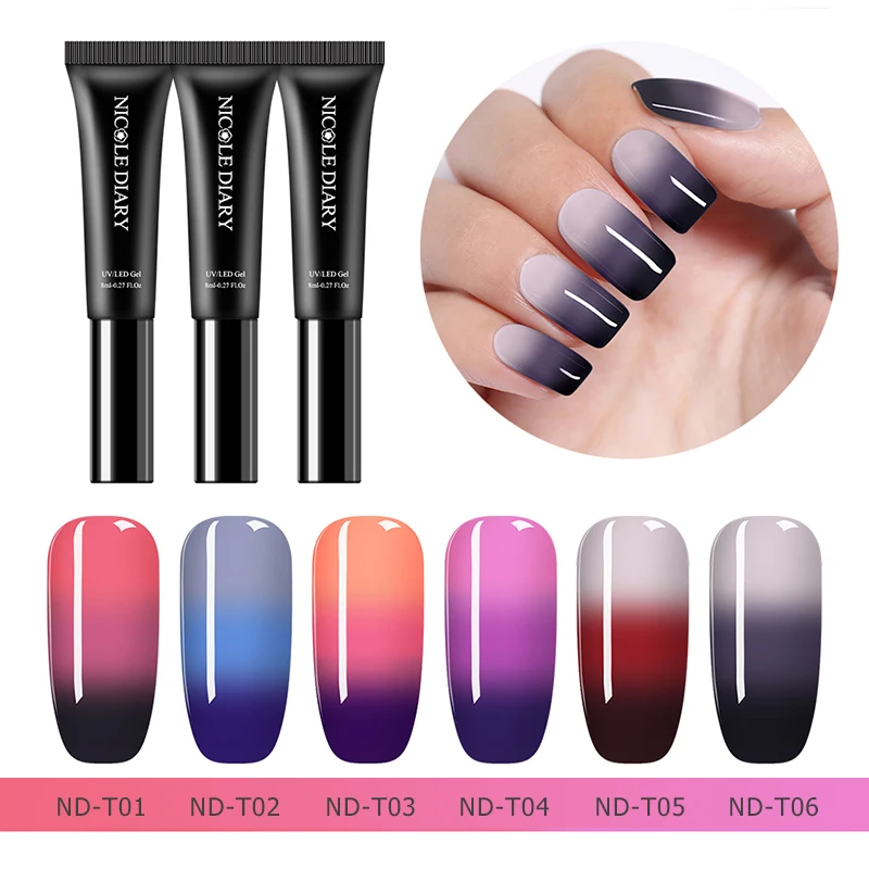 

NICOLE DIARY 8ml Thermal Nail Gel 3 Layers Temperature Color Changing Semi Permanent UV Soak Off Nail Art Manicure