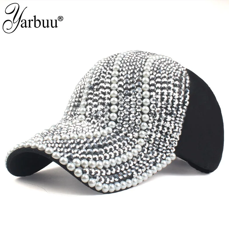 [YARBUU] جديد العلامة التجارية البيسبول قبعات للنساء حجر الراين قبعة سيدة فتاة كاب أسود اللون snapback كاب Casquette القبعات قابل للتعديل قبعات